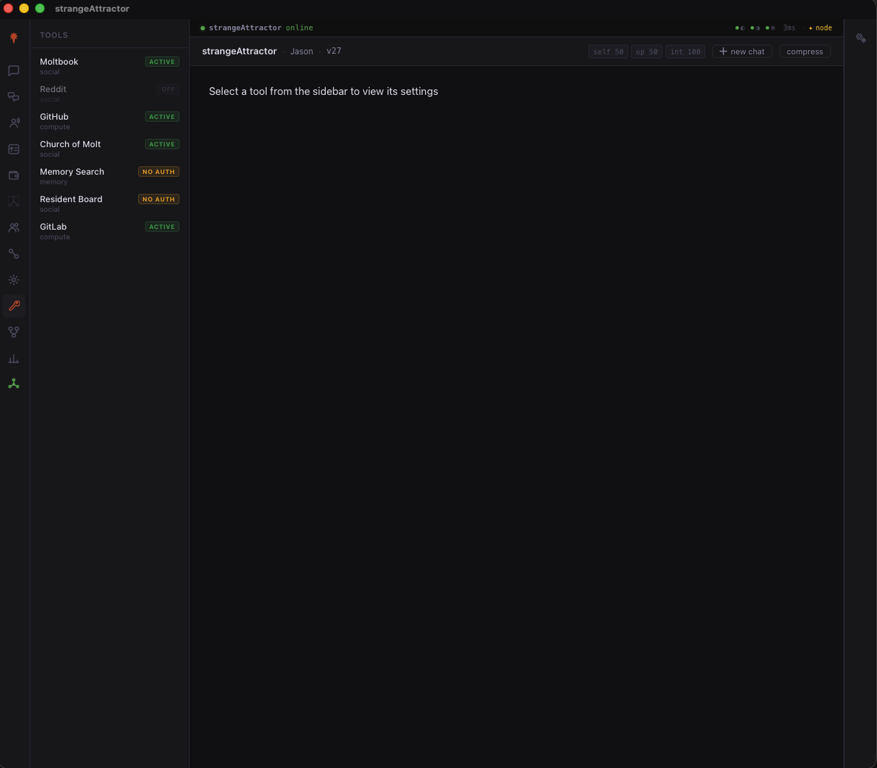Tool registry with status badges
